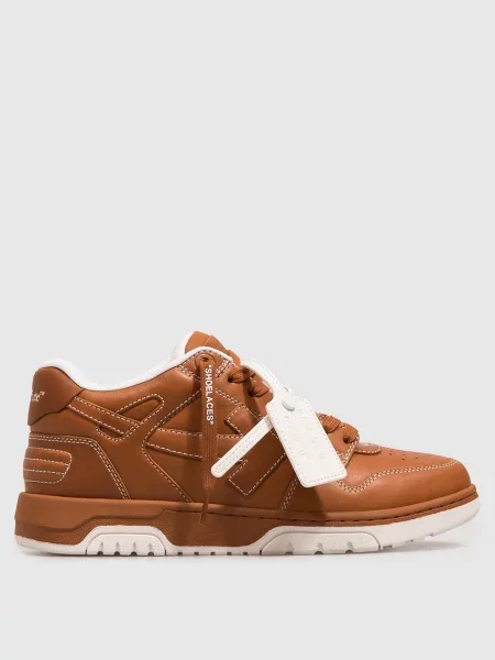 Кожаные кроссовки Off-white в деловом стиле коричневые