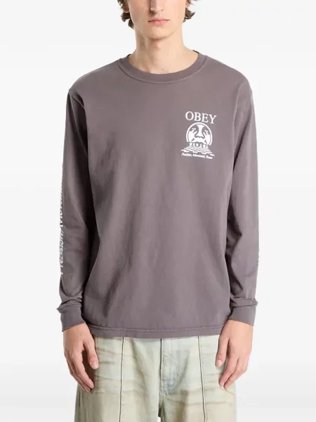 Raštuotas marškinėliai Obey pilka