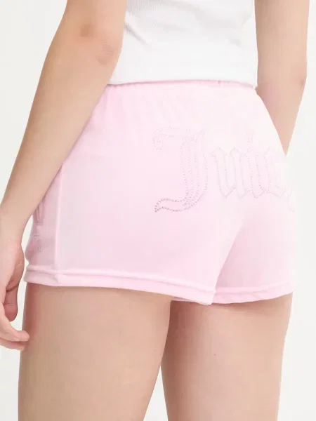 Juicy Couture szorty welurowe TAMIA SHORTS różowe