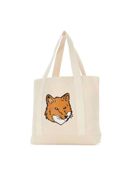 Torebka Maison Kitsune z nadrukiem beżowa
