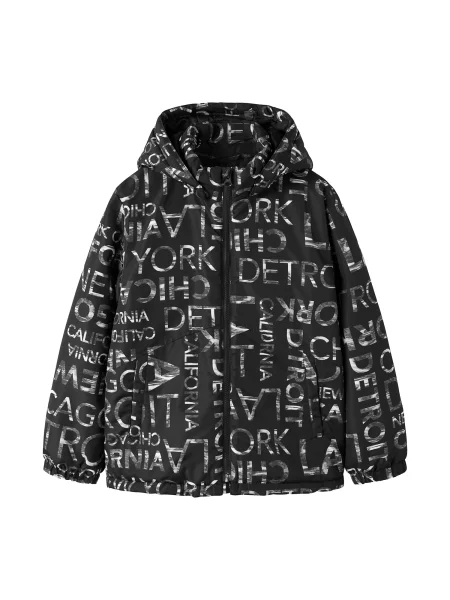 NAME IT Geacă de primăvară-toamnă NKMMax gri / negru alb