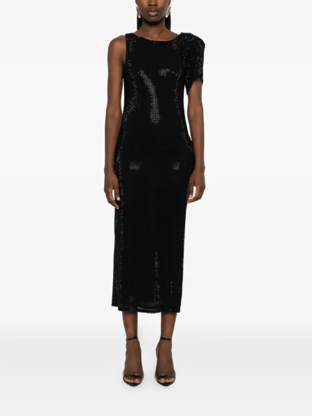 Rochie midi Dunesi cu un umăr gol negru
