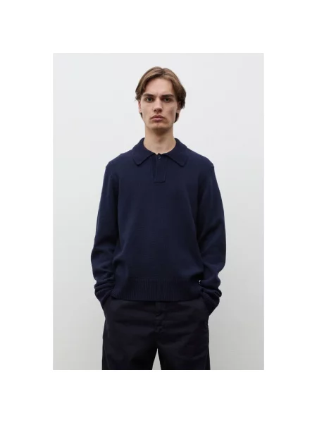 Koszulka polo Norse Projects wełniana niebieska