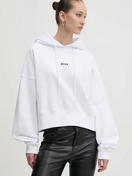 MSGM hanorac de femei cu glugă cu imprimeu alb