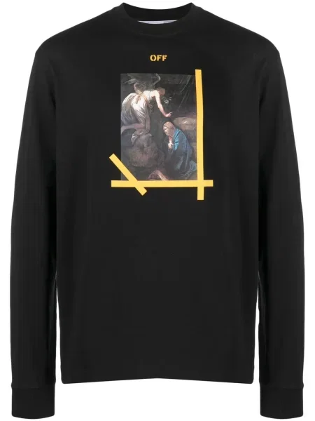 Lung tricou Off-white cu imagine