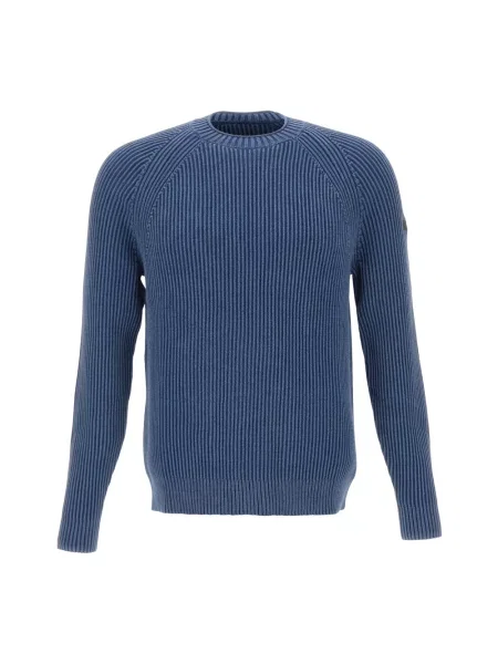 Sweter Rrd z okrągłym dekoltem niebieski