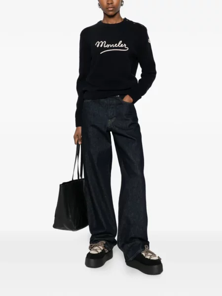 Pulover Moncler cu decolteu rotund albastru