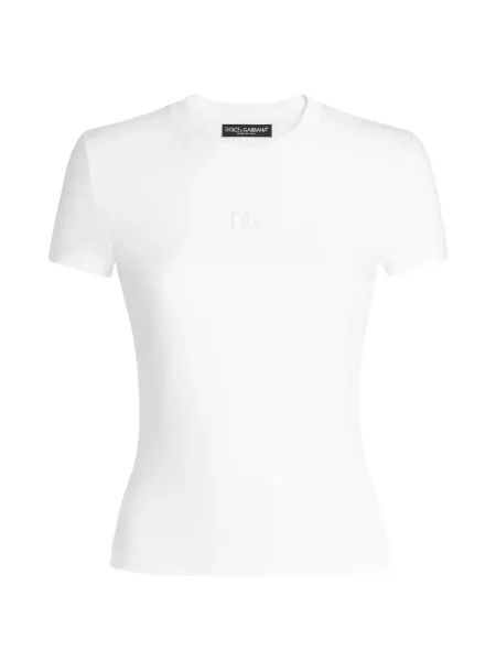 Tricou Dolce & Gabbana cu broderie din jerseu alb