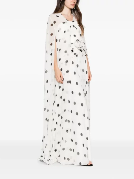 Rochie maxi Adamaris cu model floral cu aplicații alb