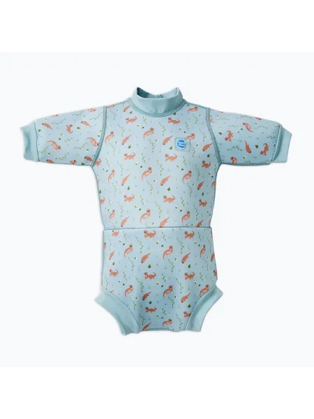 Детски неопренов костюм за плуване Splash About Happy Nappy playful otters синьо