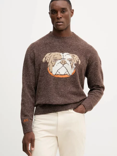 Pepe Jeans sweter z domieszką wełny brązowy