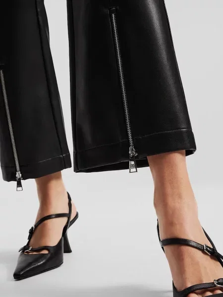 KARL LAGERFELD Pantaloni din imitație de piele Straight Fit negru