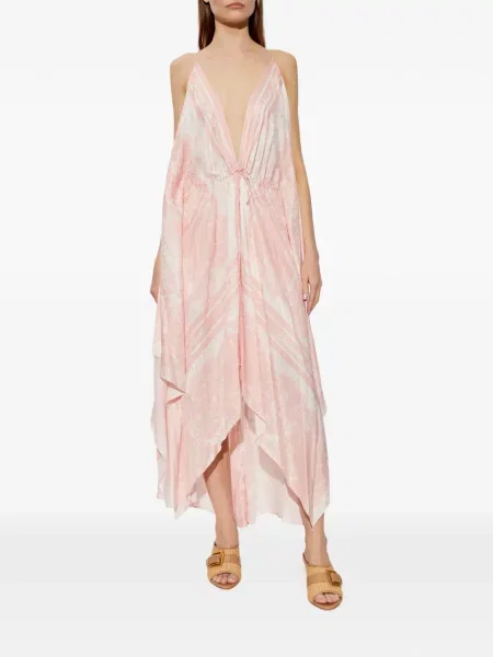 Rochie midi Balmain cu imagine asimetrică roz