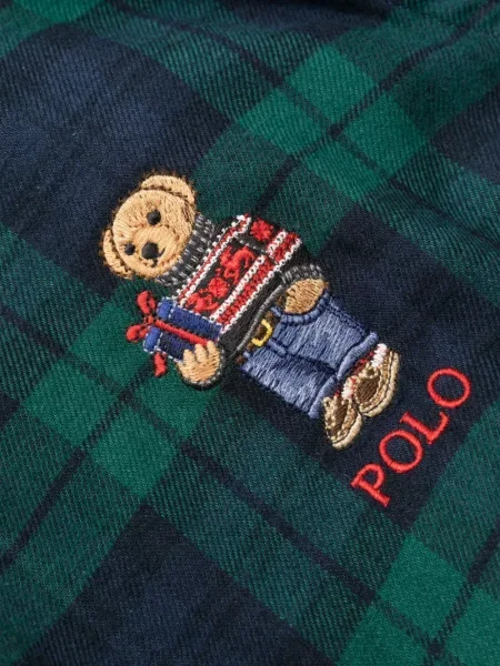 Кожени карирани шорти Polo Ralph Lauren с ревер зелено