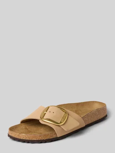 Klapki Birkenstock wsuwane z logo beżowe