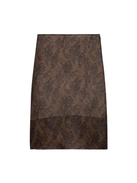 Spódnica midi Bite Studios do kolan z organzy brązowa