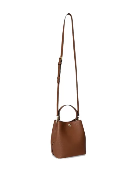 Малък чанта тип bucket Lauren Ralph Lauren с автограф кафяво