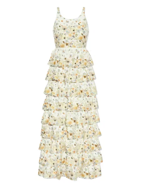 Rochie Munthe cu model floral cu imagine de costum alb