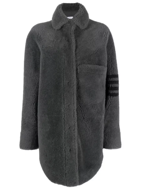 Geacă Thom Browne cu dungi din piele de oaie gri