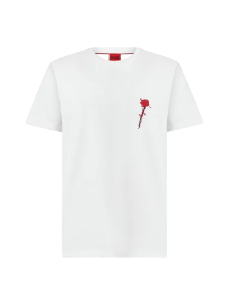 HUGO Tricou Diflow roșu / negru alb