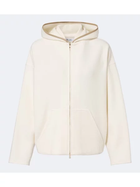 Hanorac cu glugă Max Mara de lână alb