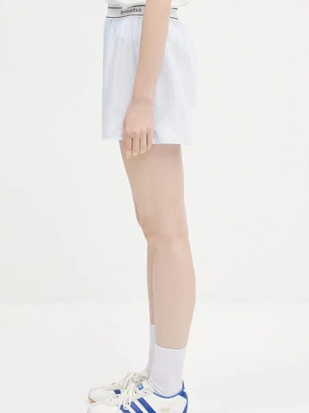 Sporty & Rich pantaloni scurți din Serif Logo Oxford cu imprimeu high waist