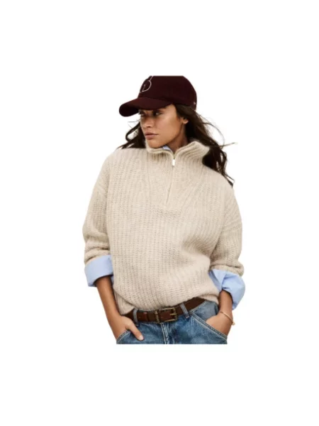 Sweter z golfem Ba&sh do golfa beżowy