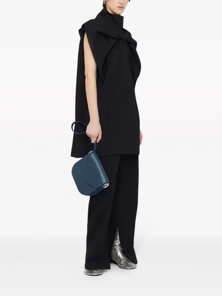 Кожена чанта за през рамо Jil Sander синьо