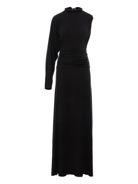 Rochie maxi Manuri cu un umăr gol de costum negru