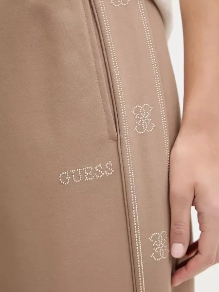 Спортивные штаны Guess с аппликацией коричневые