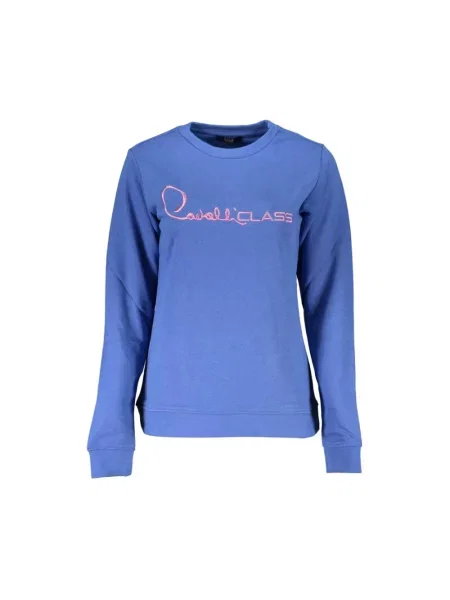 Haftowana długa bluza Cavalli Class niebieska