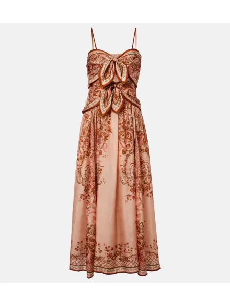 Rochie maxi Zimmermann de mătase cu model floral roz