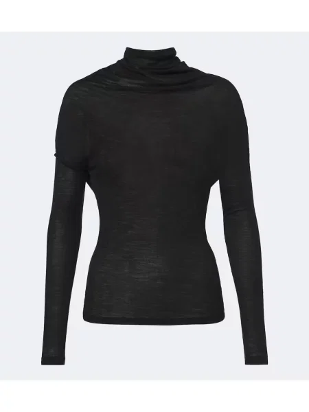 Top Victoria Beckham din jerseu drapat negru