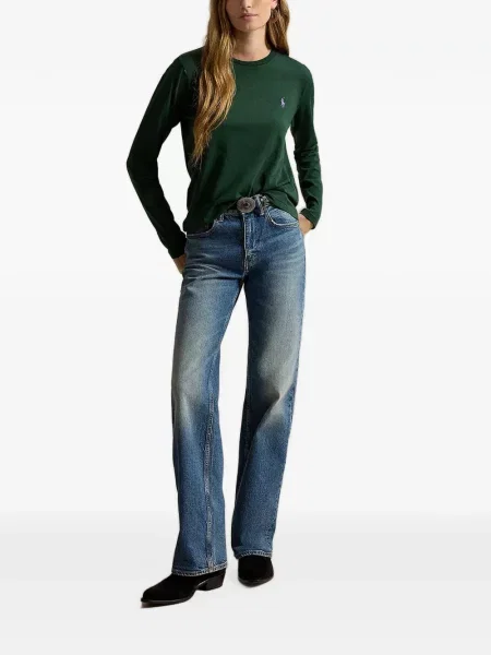 Класическа дълго поло тениска Polo Ralph Lauren от джърси зелено