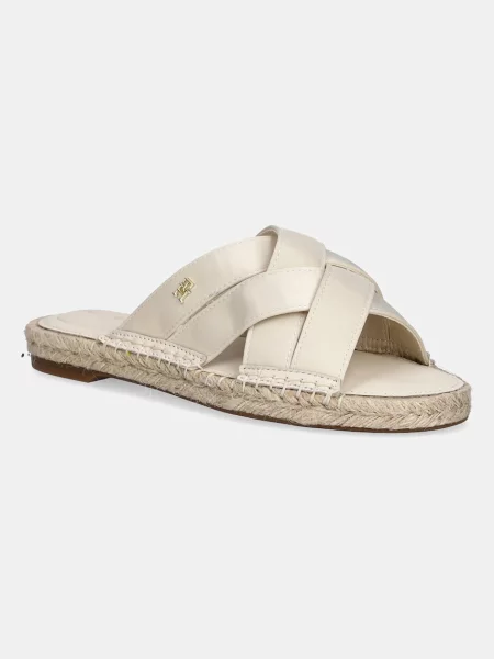 Tommy Hilfiger Pantofle SATIN ESPADRILLE MULE béžové