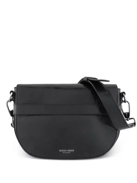 Geantă Giorgio Armani cu cataramă cu bretele negru