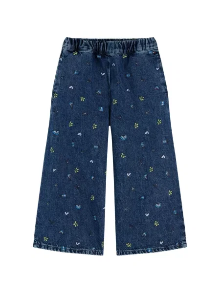 Szerokie jeansy dziecięce Tommy Hilfiger niebieskie