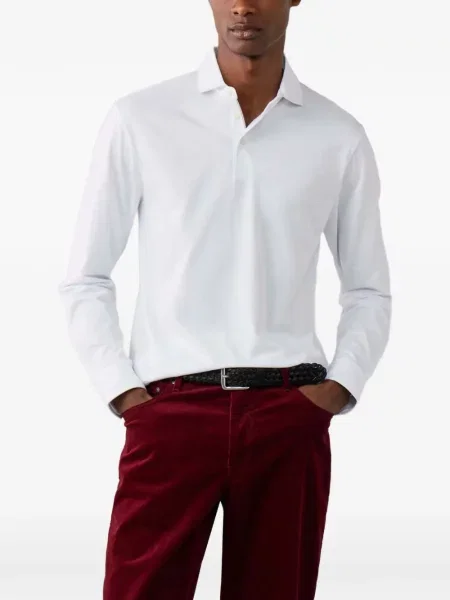 Lung tricou polo Hackett London alb