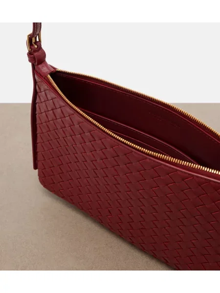 Usnjena torbica Bottega Veneta rdeča
