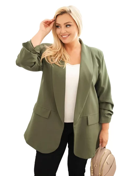 Kesi Włoski elegantní Plus Size sako khaki černé