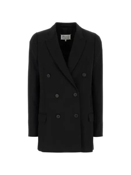 Sacou Maison Margiela de lână cu două rânduri de nasturi negru