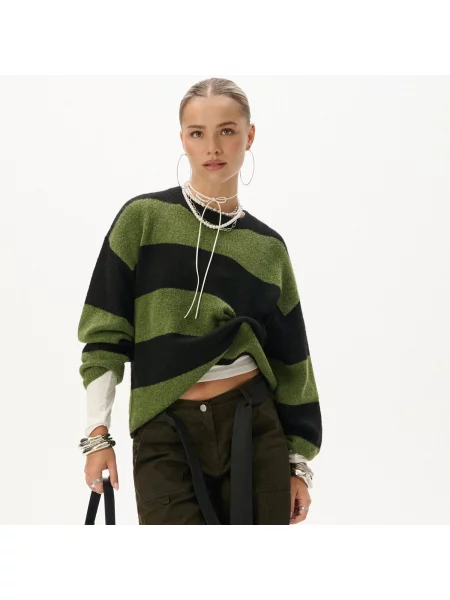 Cropp Джемпер у смужку коричневувато-зелений зелений