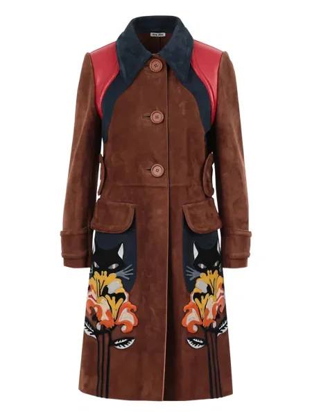 Palton Miu Miu cu model floral maro