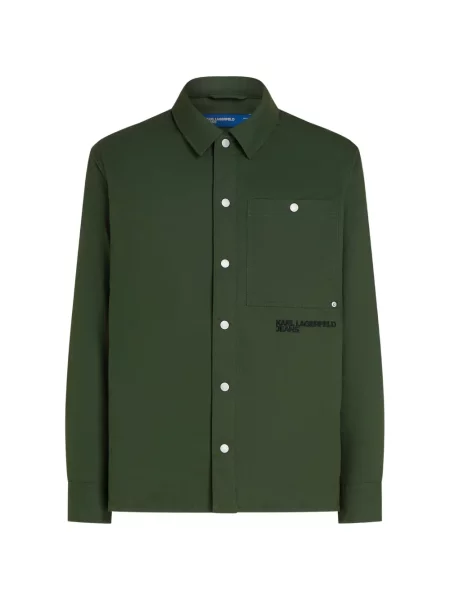 Cămașă de blugi Karl Lagerfeld Jeans cu broderie verde