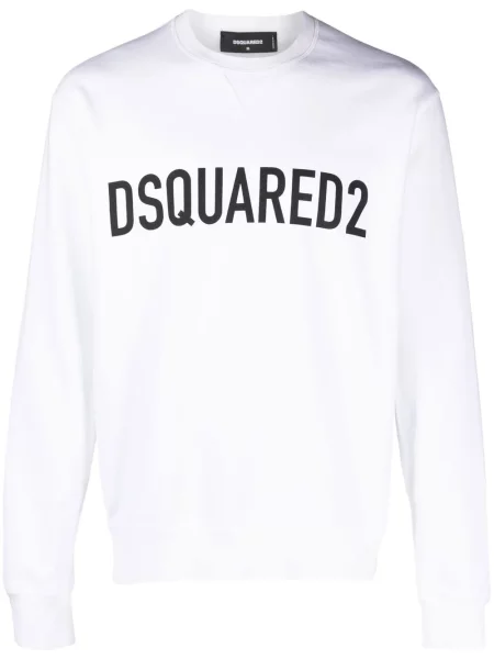 Hanorac crewneck Dsquared2 cu imagine alb
