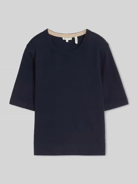 Sweter o kroju regular fit z mieszanki bawełny z dodatkiem jedwabiu Tom Tailor granatowy