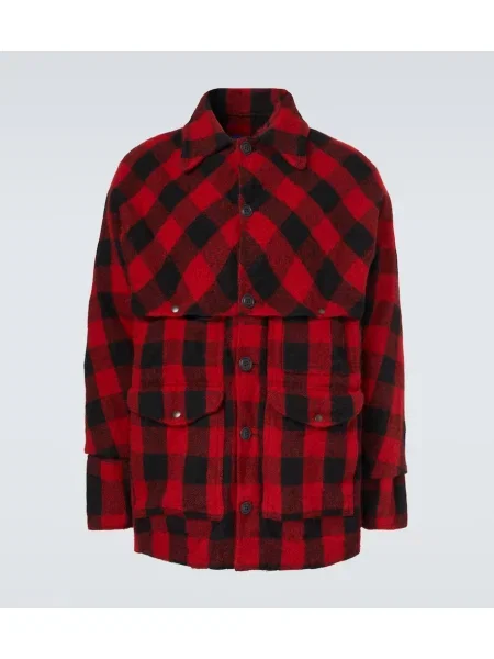 Geacă Junya Watanabe de lână în carouri roșu