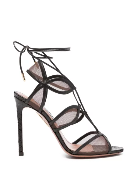 Pantofi cu toc Aquazzura cu șireturi din dantelă negru
