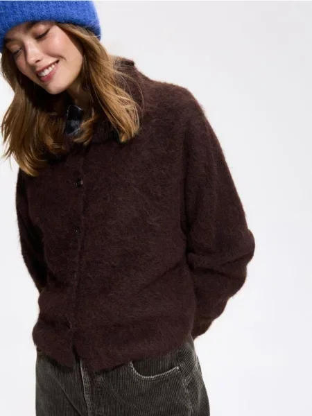 Reserved Cardigan cu amestec de lână maro-închis maro