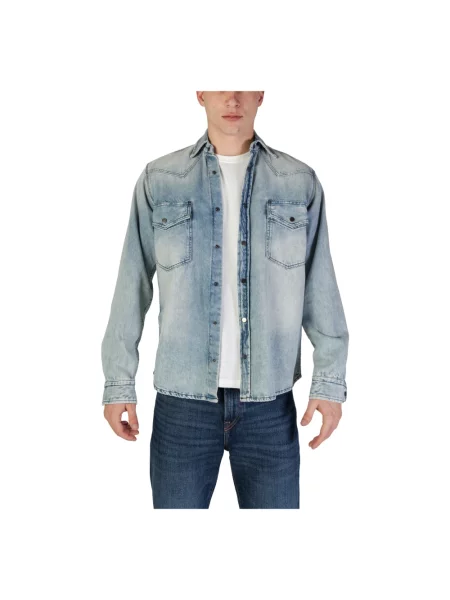 Koszula Hugo Boss z długim rękawem niebieska